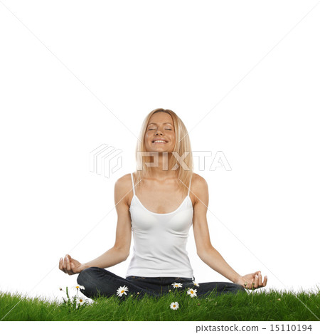 Yoga woman in lotus pose 15110194