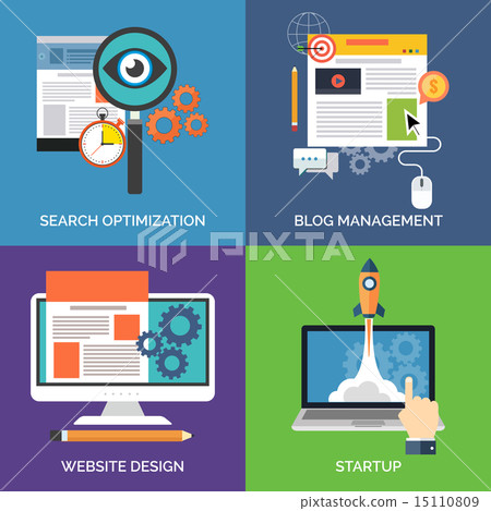 Set of flat design concept icons for business. 15110809