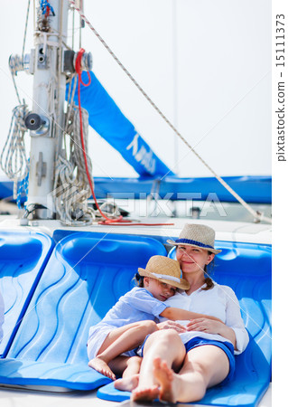 Family sailing on a luxury yacht Family sailing on a luxury yacht 15111373