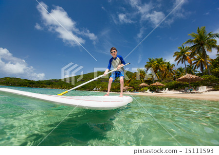 Little boy on stand up paddle board Little boy on stand up paddle board 15111593