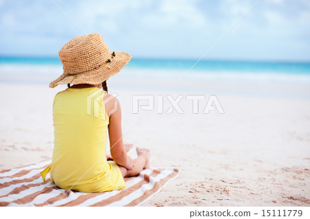 Adorable little girl at beach Adorable little girl at beach 15111779