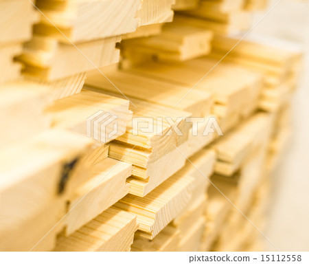Stack of new wooden planks 15112558