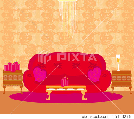 Fashionable interior of living room - vector 15113236
