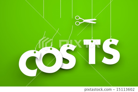 Scissors cuts word COSTS Scissors cuts word COSTS 15113602