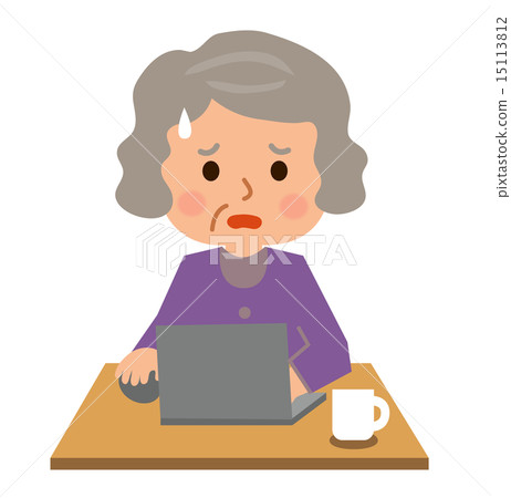 Granny Personal computer trouble - Stock Illustration [15113812] - PIXTA