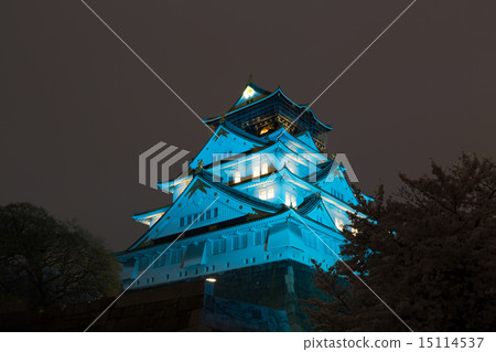 Osaka Castle Blue Light Up 15114537