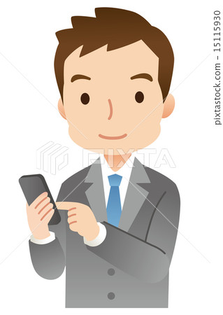 從智能手機發送郵件的商人 15115930