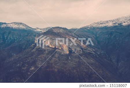 View over misty montain rock in the Moraca View over misty montain rock in the Moraca 15118007