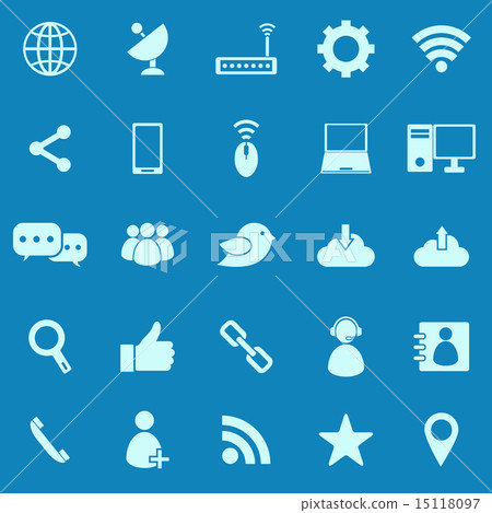 Network color icons on blue background Network color icons on blue background 15118097
