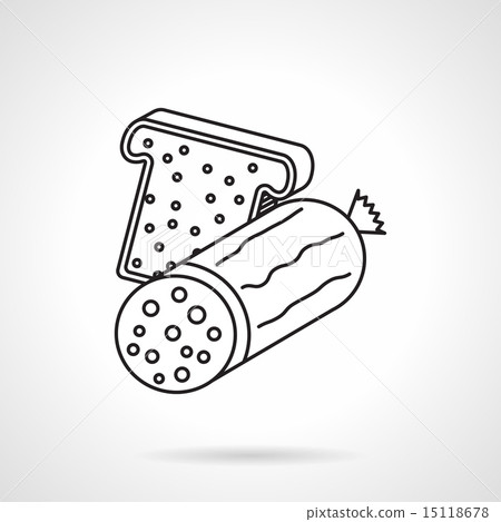 插图素材: sausage sandwich black line vector icon