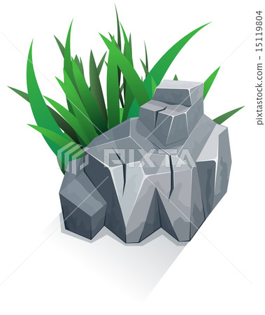 Single stone with grass Single stone with grass 15119804