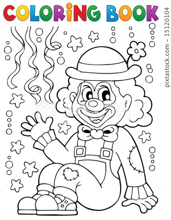 Coloring book with cheerful clown 4 15120104