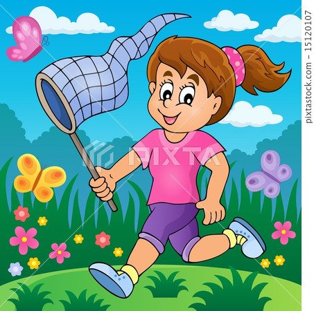 Girl chasing butterflies theme image 2 15120107