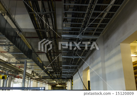 Cable trays and pipes in industrial building 15120809