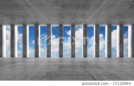 Empty interior with concrete columns, 3d 15120964
