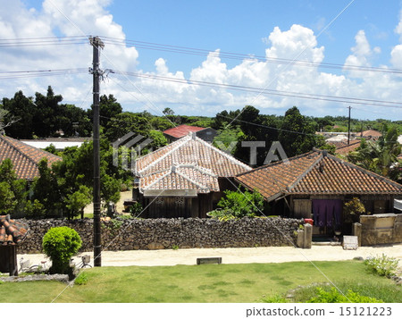 Red tile roof settlement Taketomi island Okinawa Red tile roof settlement Taketomi island Okinawa 15121223
