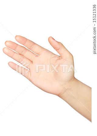 Women hand hold on to a gadget on white background Women hand hold on to a gadget on white background 15121336