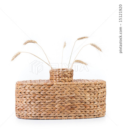 Wicker vase with wheat ears. 15121920