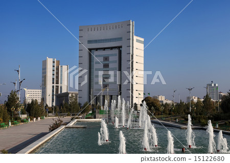 Modern architecture of Ashgabat. Wide boulevard  15122680