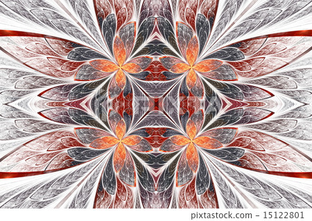 Symmetrical flower pattern in stained-glass style 15122801