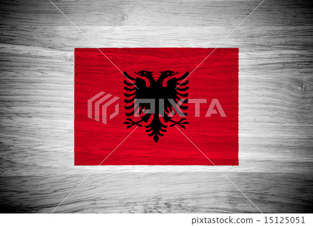 Albania flag on wood texture 15125051