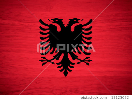 Albania flag on wood texture 15125052