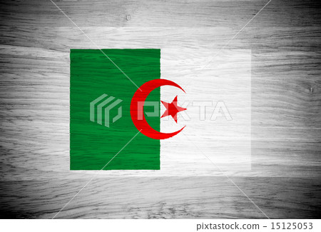 Algeria flag on wood texture 15125053