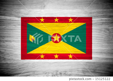 Grenada flag on wood texture 15125122