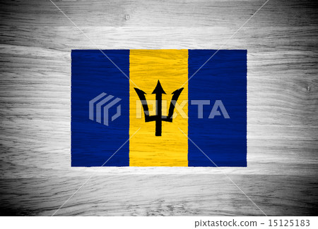 Barbados flag on wood texture 15125183