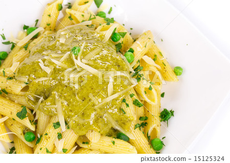 Pasta with pesto sauce 15125324