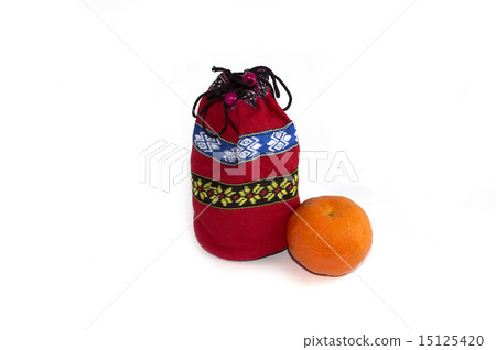 bag with gifts and tangerine 15125420