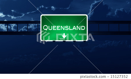 Queensland Australia Highway Road Sign at Night Queensland Australia Highway Road Sign at Night 15127352