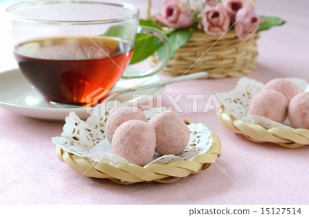 Tea time pink roses and cookies and teas 15127514