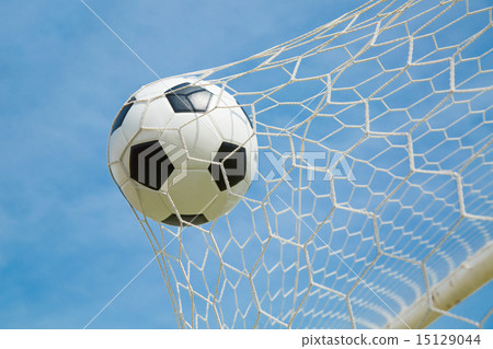.Soccer ball in the goal after shooted 15129044