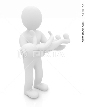 3d man holds a baby on hands 15130154