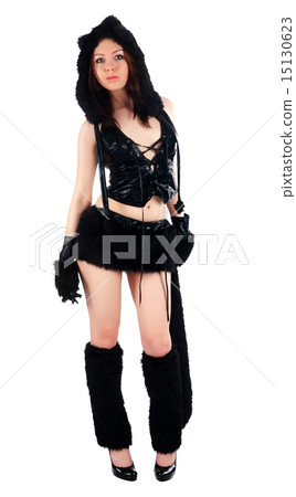 beautiful girl in cat costume 15130623