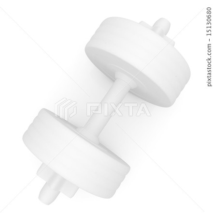 White dumbbells on a white background White dumbbells on a white background 15130680
