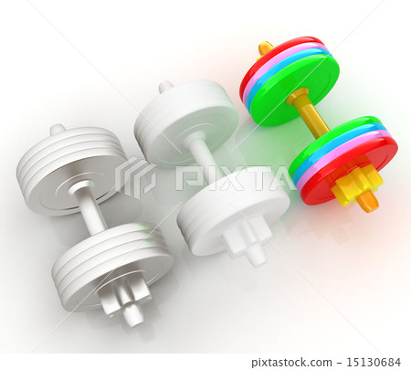 Colorfull dumbbells on a white background Colorfull dumbbells on a white background 15130684
