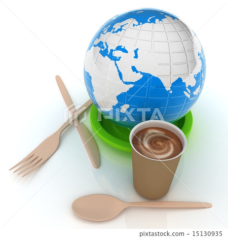 Coffe in fast-food disposable tableware and earth Coffe in fast-food disposable tableware and earth 15130935