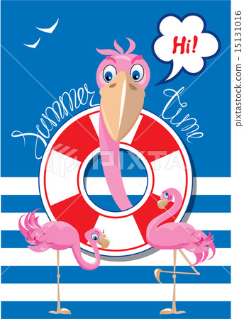 Funny Card with pink flamingos 15131016