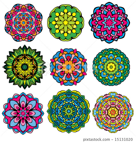 Set of 9 colorful round ornaments Set of 9 colorful round ornaments 15131020
