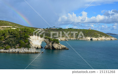 Rainbow over the rock window near Vieste 15131268