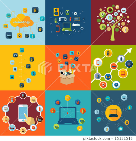 Flat concept, set modern design with shadow - Stock Illustration ...