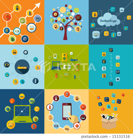 Flat concept, set modern design with shadow - Stock Illustration ...