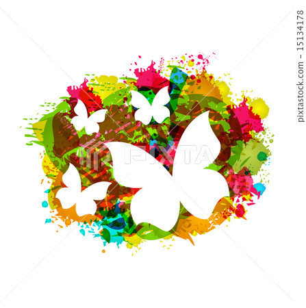 White Butterflies on Colorful Grunge Texture White Butterflies on Colorful Grunge Texture 15134178