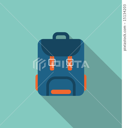 Flat Icon of Backpack with Long Shadow - Stock Illustration [15134203 ...