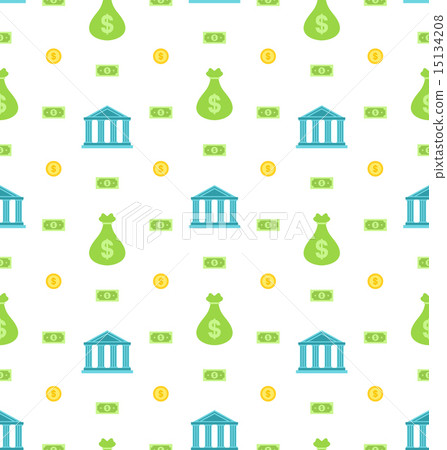 Seamless Pattern with Bank Institution, Bank Notes Seamless Pattern with Bank Institution, Bank Notes 15134208