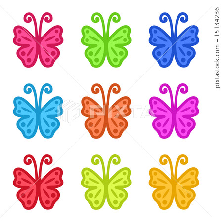 Set of Colorful Hand Drawn Butterflies 15134236