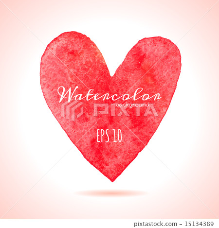 Watercolor painted red heart. - Stock Illustration [15134389] - PIXTA