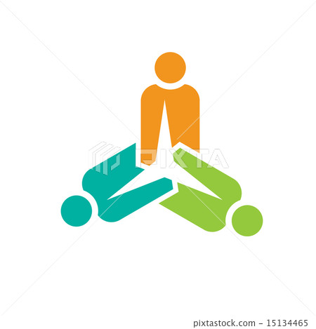 Teamwork of  people forming a 3 pointed star 15134465